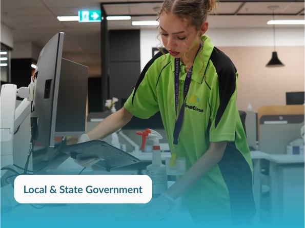 GleamClean WA staff cleaning government offices in Perth – professional commercial cleaning for local and state facilities.